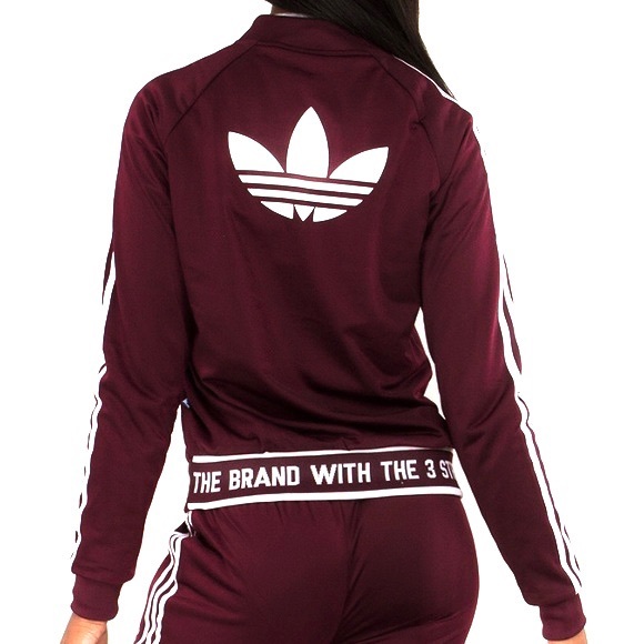 maroon adidas track jacket women's